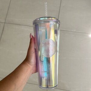 Rare White Holographic Starbucks Tumbler